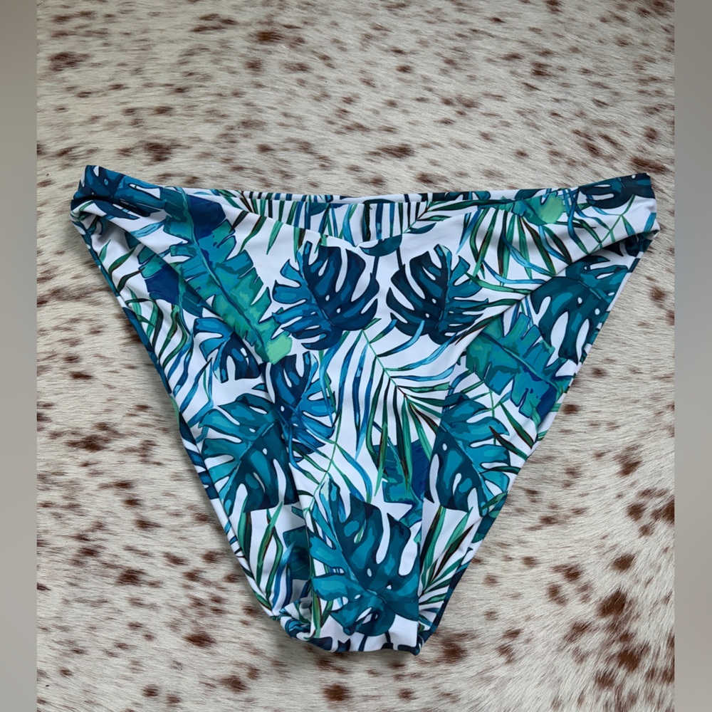 Tropical Leaf Print Bikini Bottom